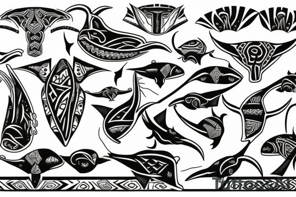 Manta-Ray filled in with traditional Cook-island Maori patterns tattoo idea