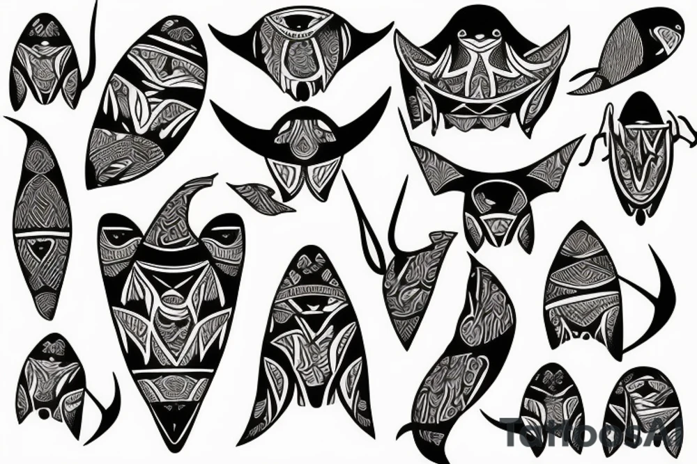 Manta-Ray filled in with traditional Cook-island & Maori patterns tattoo idea