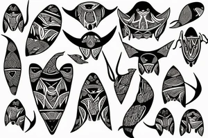 Manta-Ray filled in with traditional Cook-island & Maori patterns tattoo idea