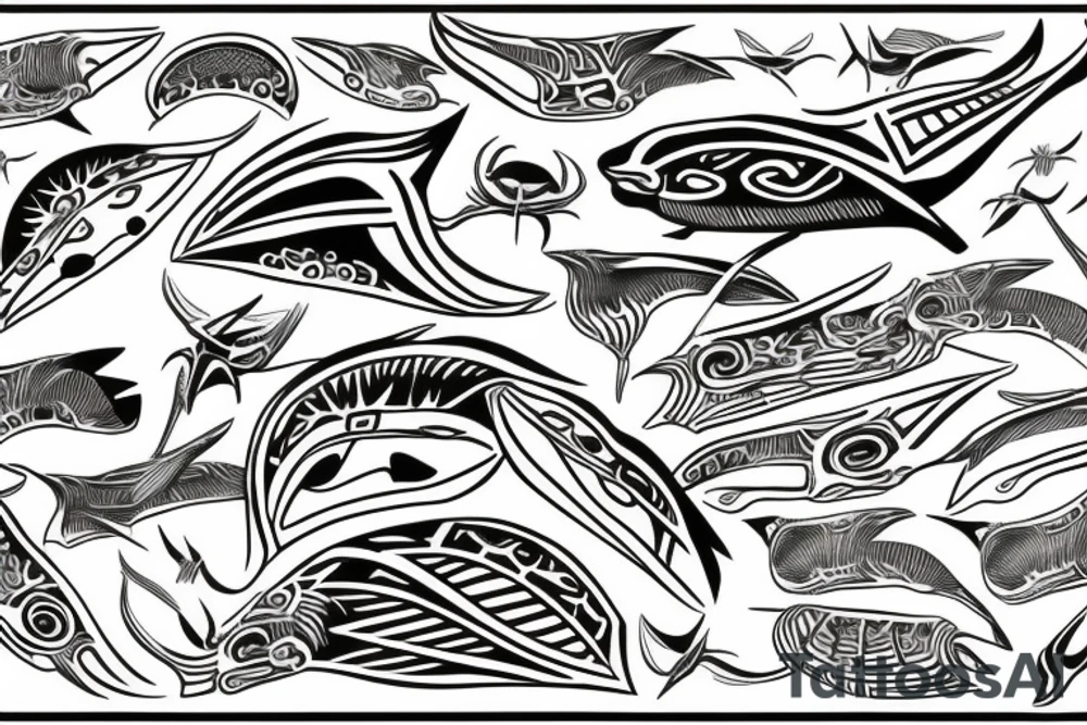 Manta-Ray filled in with traditional Cook-island & Maori patterns tattoo idea