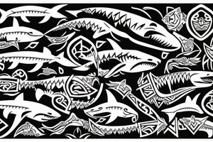 Shark filled in with traditional Cook-island & Maori patterns tattoo idea