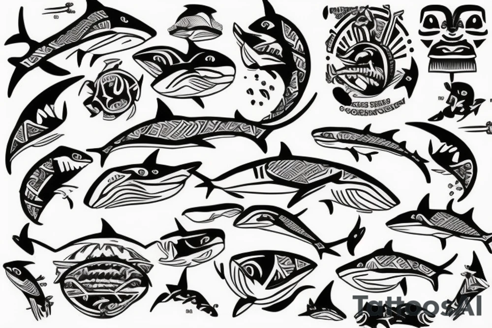 Shark filled in with traditional Cook-island & Maori patterns tattoo idea