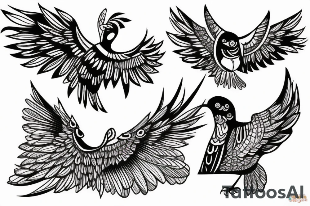 symetrical Bird Landing tattoo idea