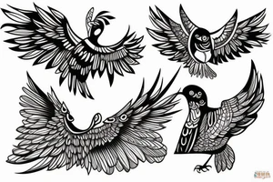 symetrical Bird Landing tattoo idea