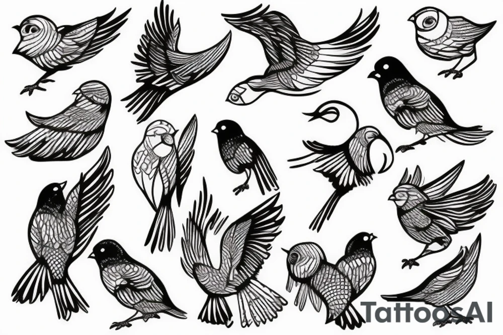 symetrical Bird Landing tattoo idea