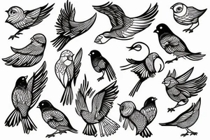 symetrical Bird Landing tattoo idea