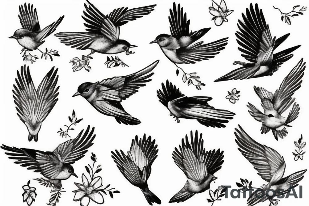 A Bluebird flying tattoo idea