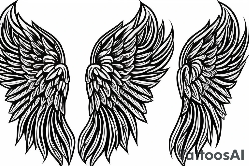 symmetrical angel wings tattoo idea