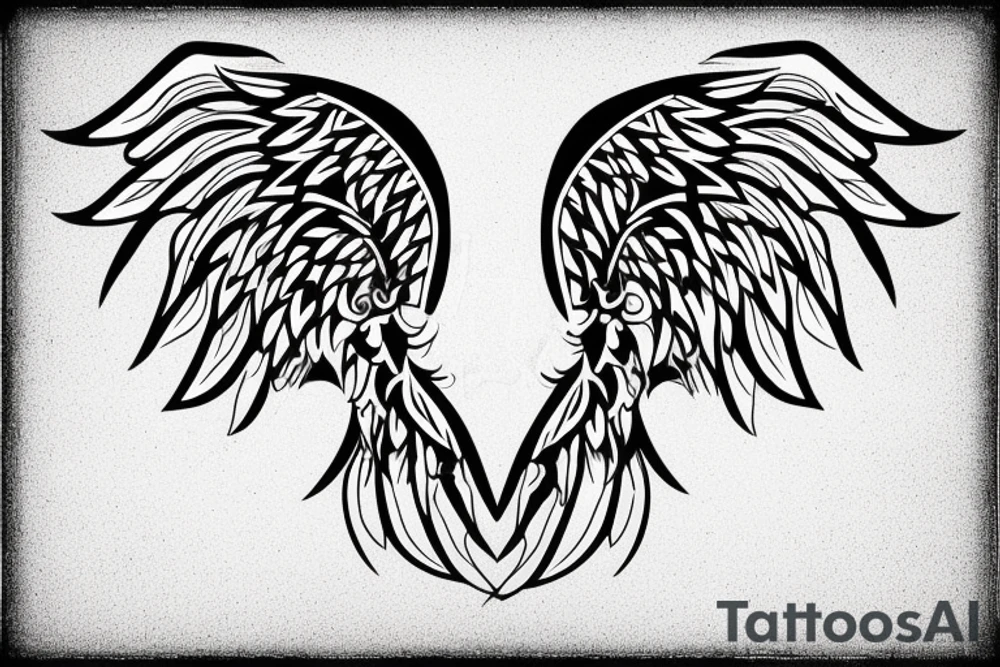 symmetrical angel wings tattoo idea