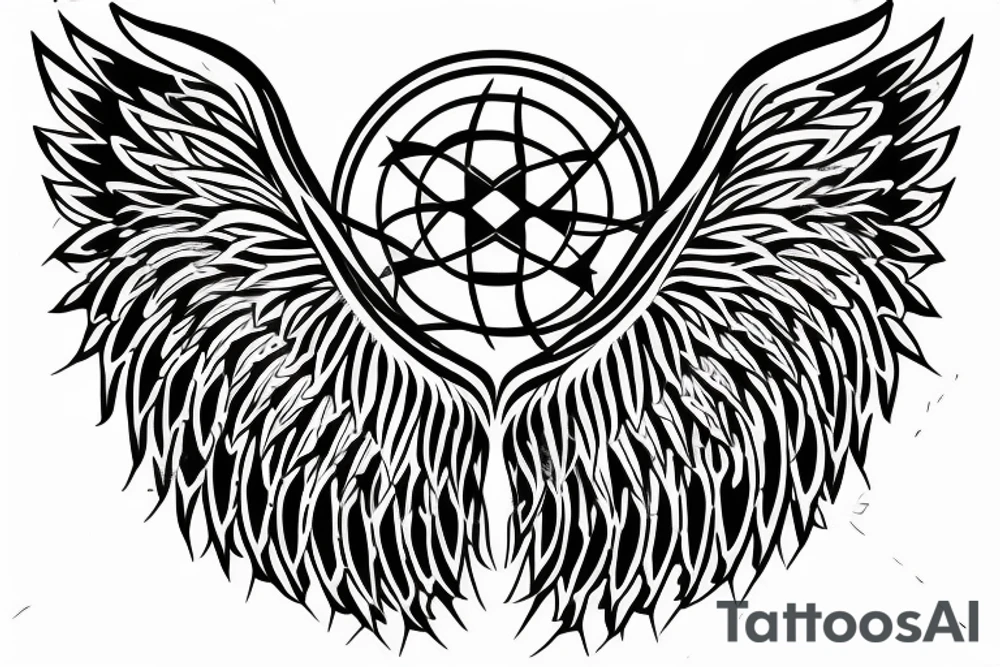symmetrical angel wing tattoo idea