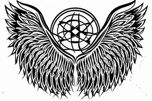 symmetrical angel wing tattoo idea