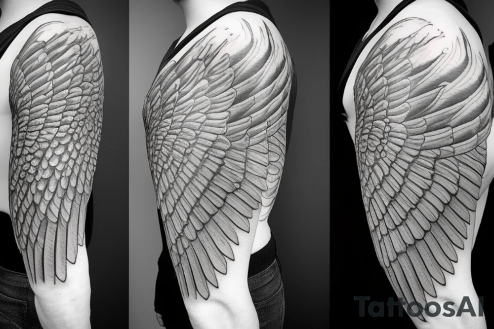 symmetrical angel wing tattoo idea