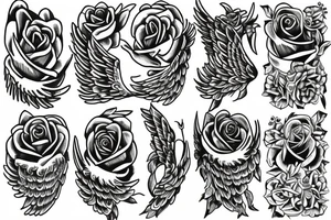 Angel wings rose tattoo idea