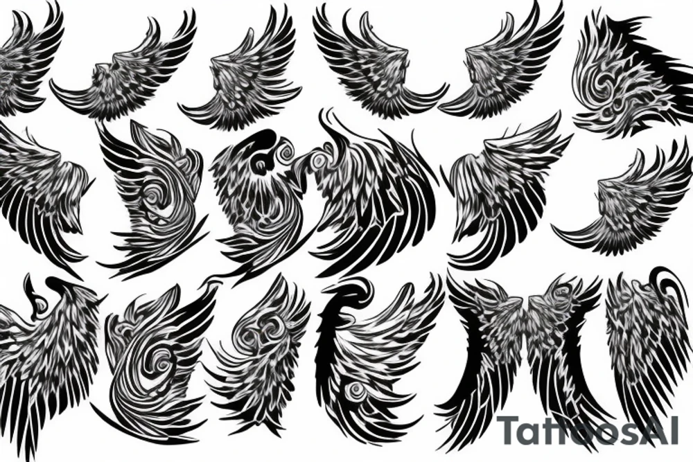 angel wings fanning out tattoo idea