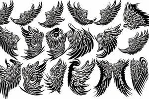 angel wings fanning out tattoo idea