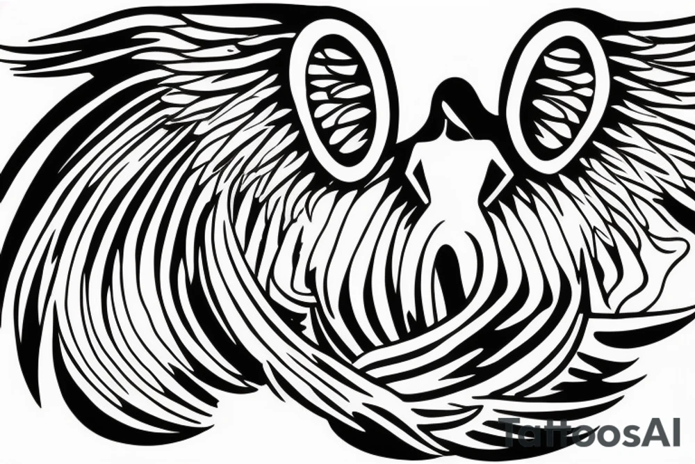angel wings fanning out tattoo idea