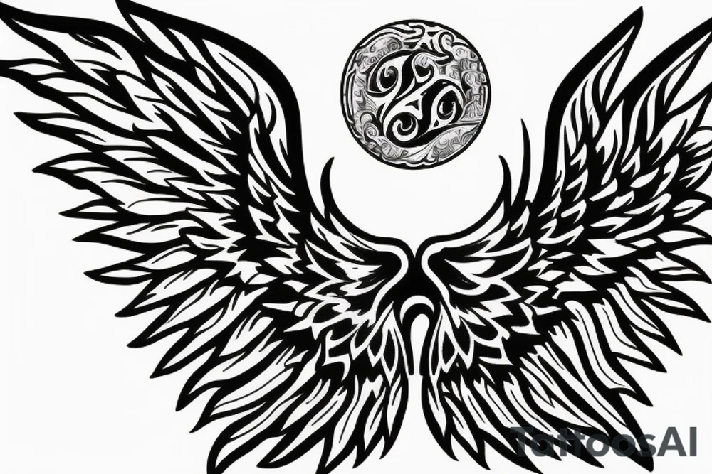 Wide angel wings tattoo idea