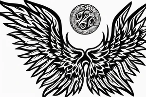 Wide angel wings tattoo idea
