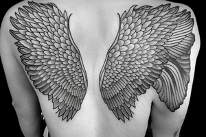 Wide angel wings tattoo idea