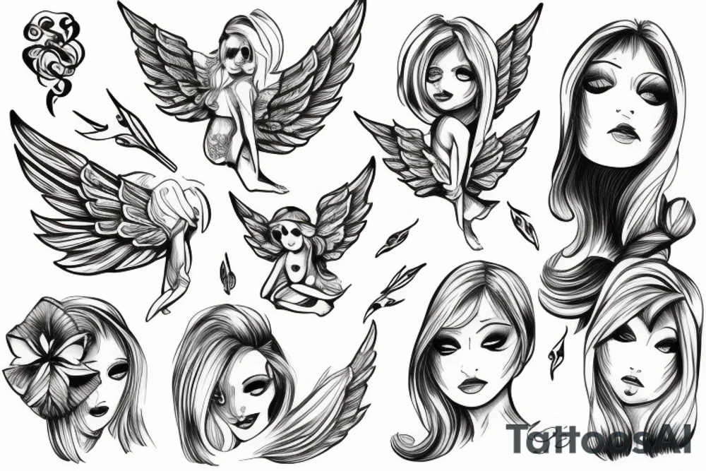 Angel hovering tattoo idea