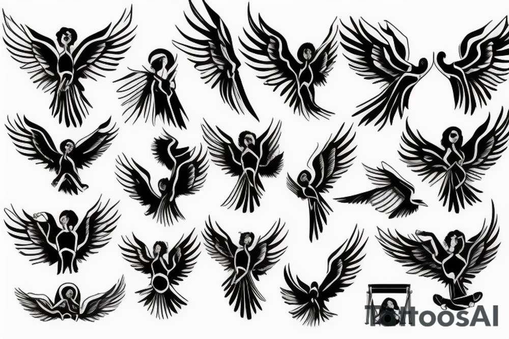 Angel flying, symetrical tattoo idea