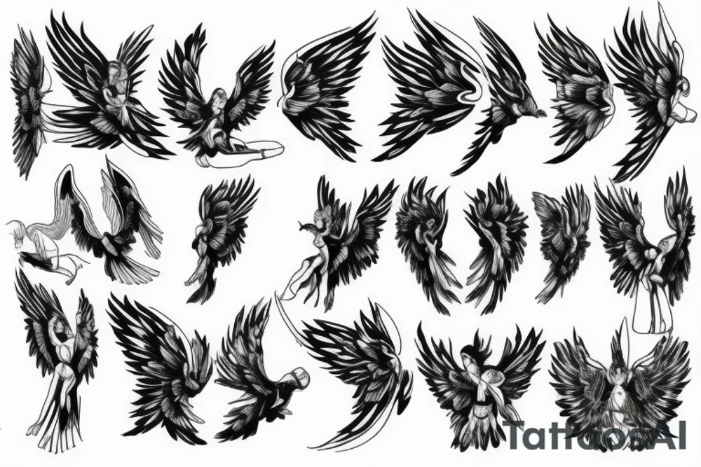 Angel flying, symetrical tattoo idea