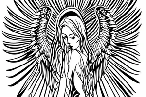 Angel flying, symetrical tattoo idea