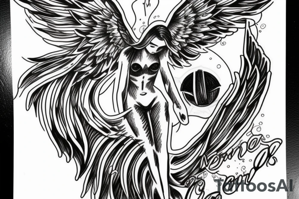 Angel flying, symetrical tattoo idea