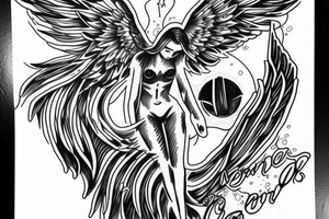 Angel flying, symetrical tattoo idea