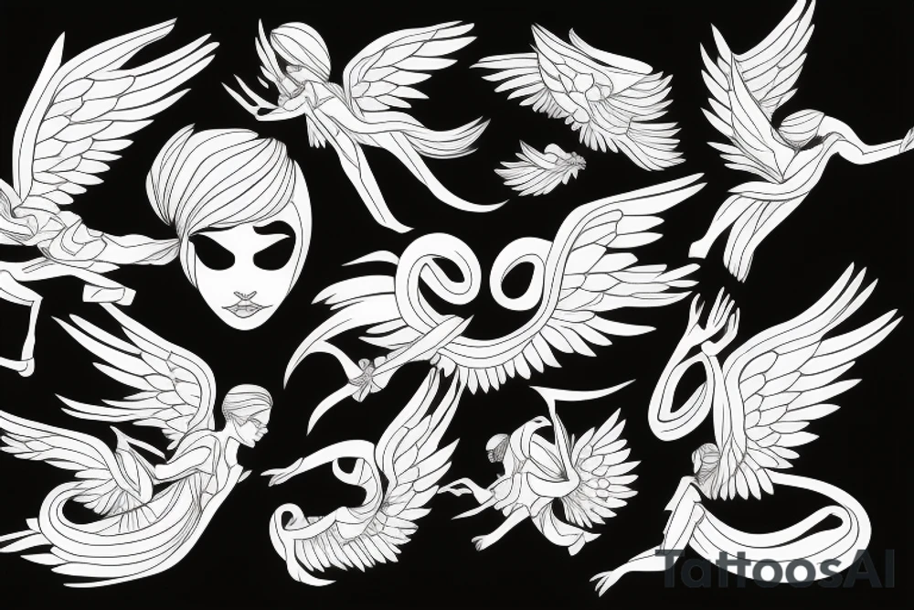 Angel flying, symetrical tattoo idea