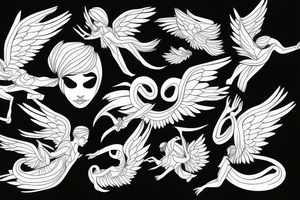 Angel flying, symetrical tattoo idea