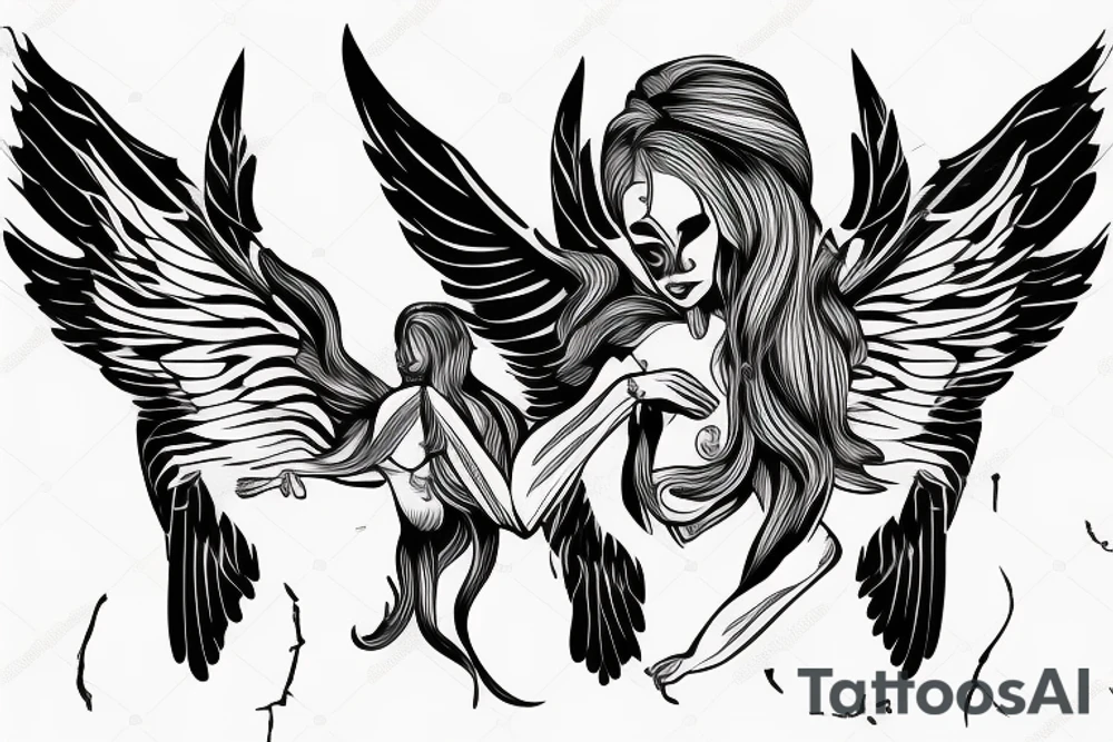 Angel flying, symetrical tattoo idea
