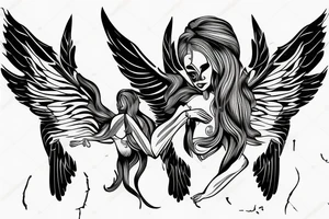 Angel flying, symetrical tattoo idea