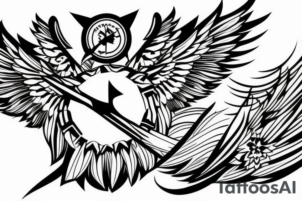 Angel flying, symetrical tattoo idea