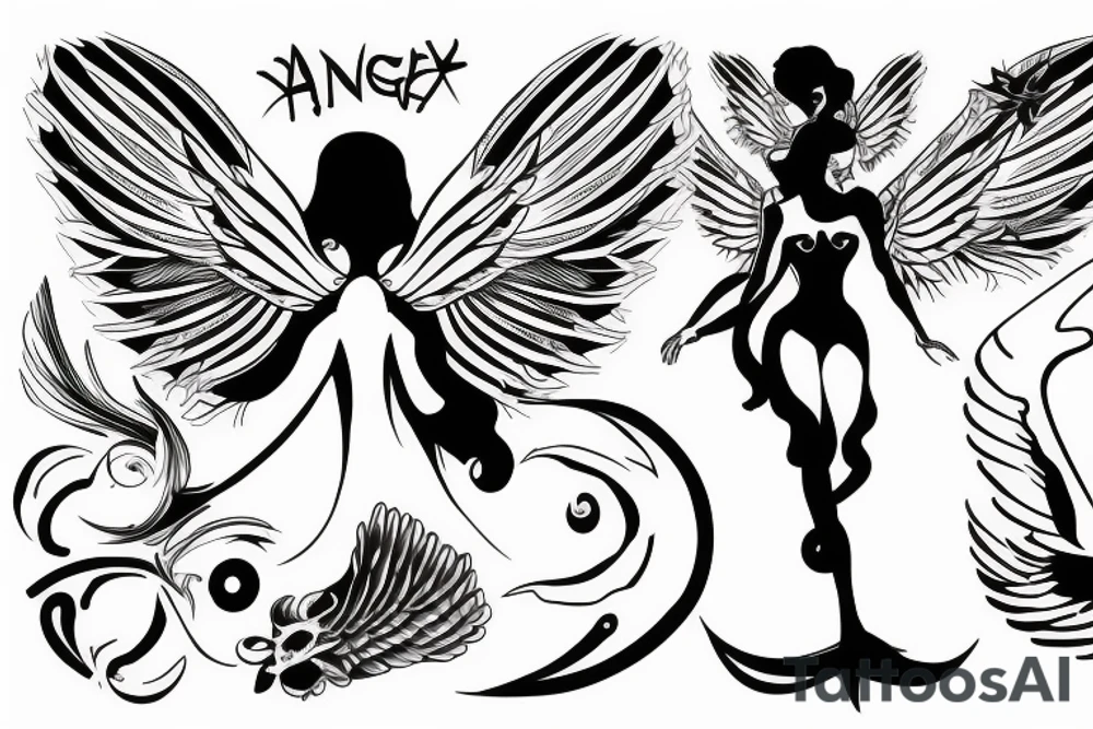 Angel flying, symetrical tattoo idea