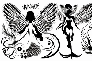 Angel flying, symetrical tattoo idea