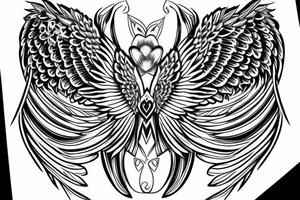 Angel flying, symmetrical wings curving down tattoo idea