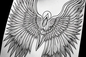 Angel flying, symmetrical wings curving down tattoo idea