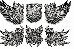 Angel flying, symmetrical wings curving down tattoo idea