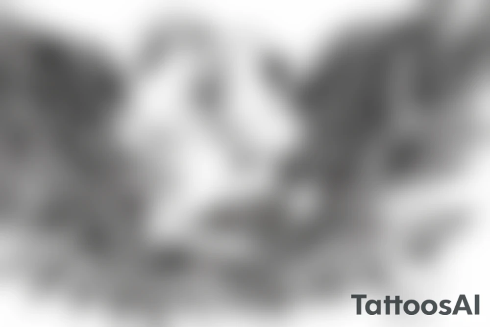 Angel flying, symmetrical wings curving down tattoo idea