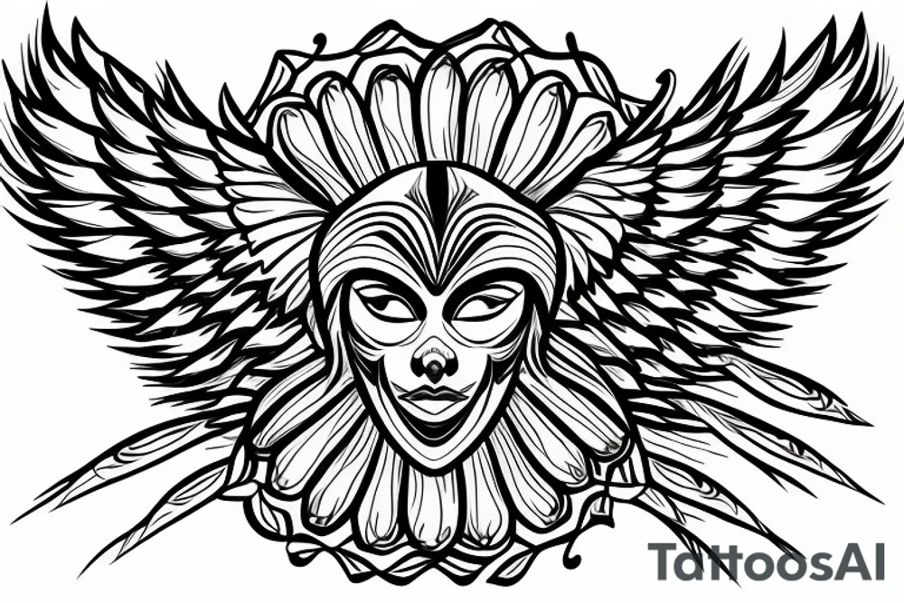 Angel flying, symmetrical wings curving down tattoo idea