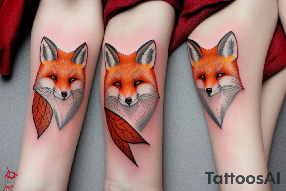 Red fox Autumn leaves + white fox winter snowflakes. tattoo idea