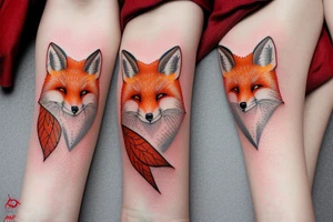 Red fox Autumn leaves + white fox winter snowflakes. tattoo idea