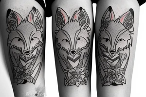 Twin foxes on side of thigh. tattoo idea