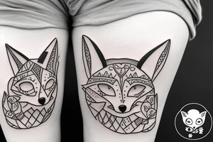 Twin foxes on side of thigh. tattoo idea
