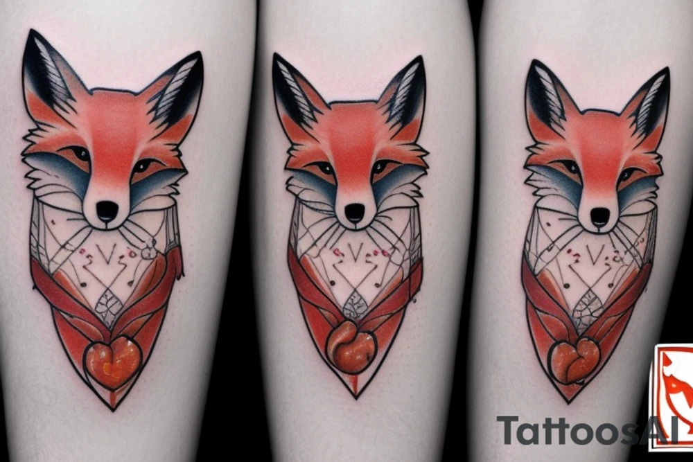 Two foxes,
White fox + red fox side of thigh tattoo idea