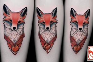 Two foxes,
White fox + red fox side of thigh tattoo idea