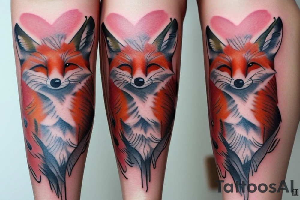 Two foxes in one tattoo
White fox + red fox side of thigh tattoo idea