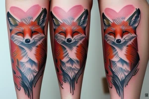 Two foxes in one tattoo
White fox + red fox side of thigh tattoo idea