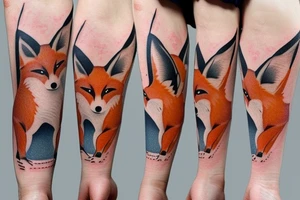 Two foxes in one tattoo
White fox + red fox side of thigh tattoo idea